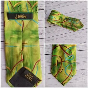 J. Garcia Jerry Garcia Silk Necktie Green Abstract Colorful Art to Wear Mens Tie